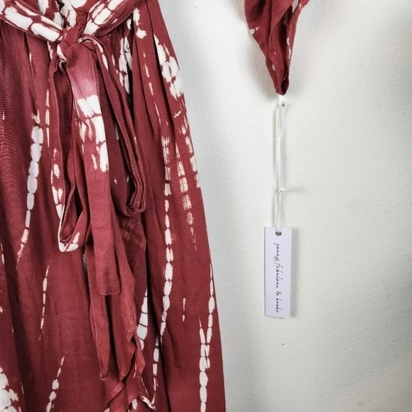 Young Fabulous broke Isla tie dye maxi dress-high low-Burgundy Rose Size S NWT - Picture 3 of 9